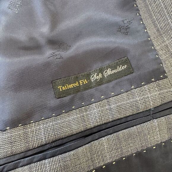 Jos A. Bank Reda Wool RESERVE Blue Grey Glen Check Tailored Fit Sports Coat 46S - Picture 11 of 13